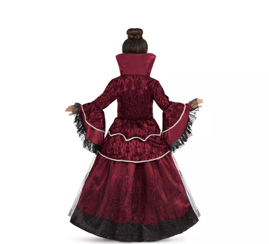 Translation missing: es.Disfraz de Reina Vampiresa burdeos con enagua para niña