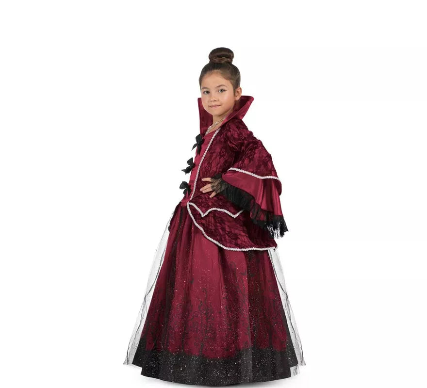 Translation missing: it.Disfraz de Reina Vampiresa burdeos con enagua para niña