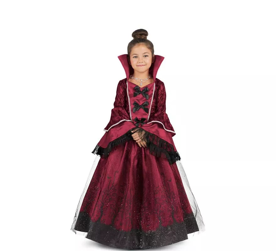 Translation missing: it.Disfraz de Reina Vampiresa burdeos con enagua para niña