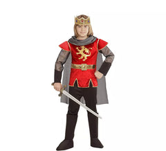 Costume rosso di Re Artù con mantello per bambino