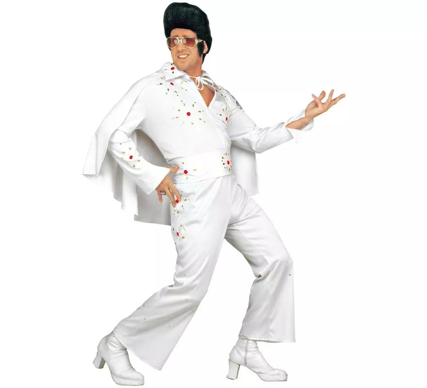 Translation missing: it.Disfraz de Rey del Rock blanco para hombre