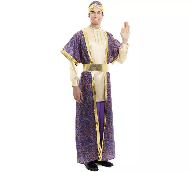 Disfraz de Rey Mago Baltasar morado para hombre