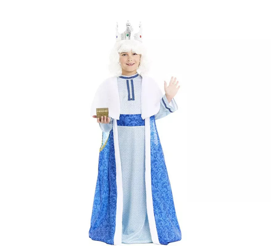 Translation missing: it.Disfraz de Rey Mago Melchor azul y blanco para niño