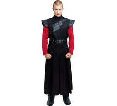 Costume da re medievale nero con borchie per uomo