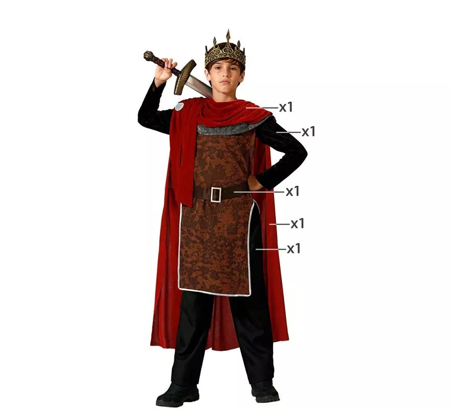 Translation missing: it.Disfraz de Rey Medieval rojo para niño