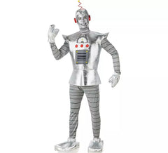 Costume da robot antico argentato da uomo.