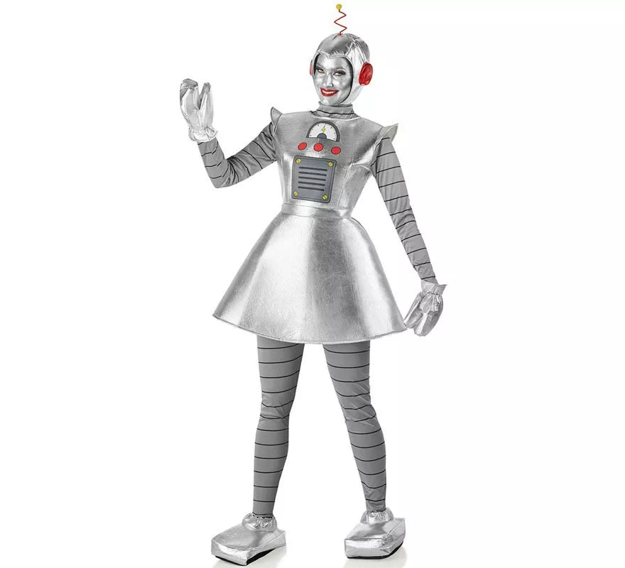 Translation missing: it.Disfraz de Robot Antiguo plateado para mujer