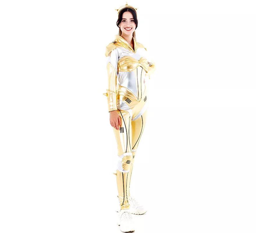 Translation missing: es.Disfraz de Robot Woman Estelar Dorado para mujer