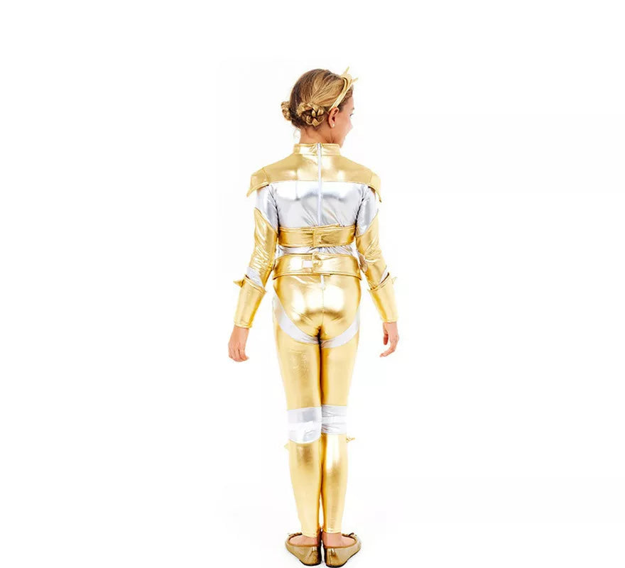 Translation missing: es.Disfraz de Robot Woman Estelar Dorado para niña