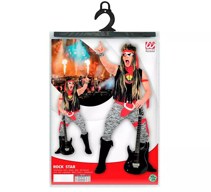 Translation missing: it.Disfraz de Rock Star negro y rojo para hombre