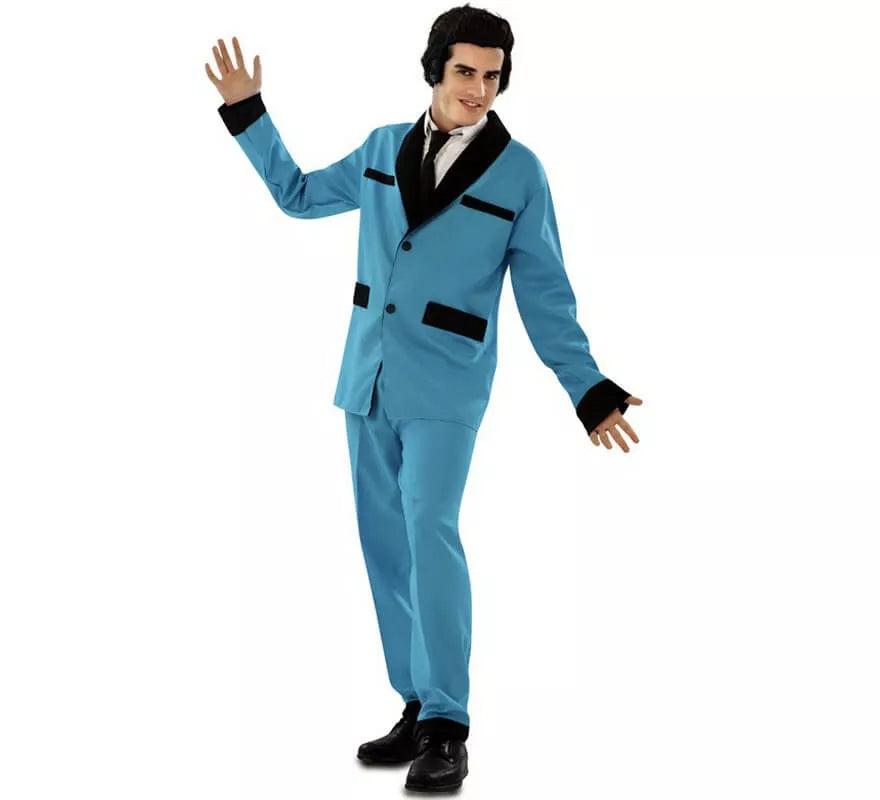 Translation missing: es.Disfraz de Rockabilly azul para hombre