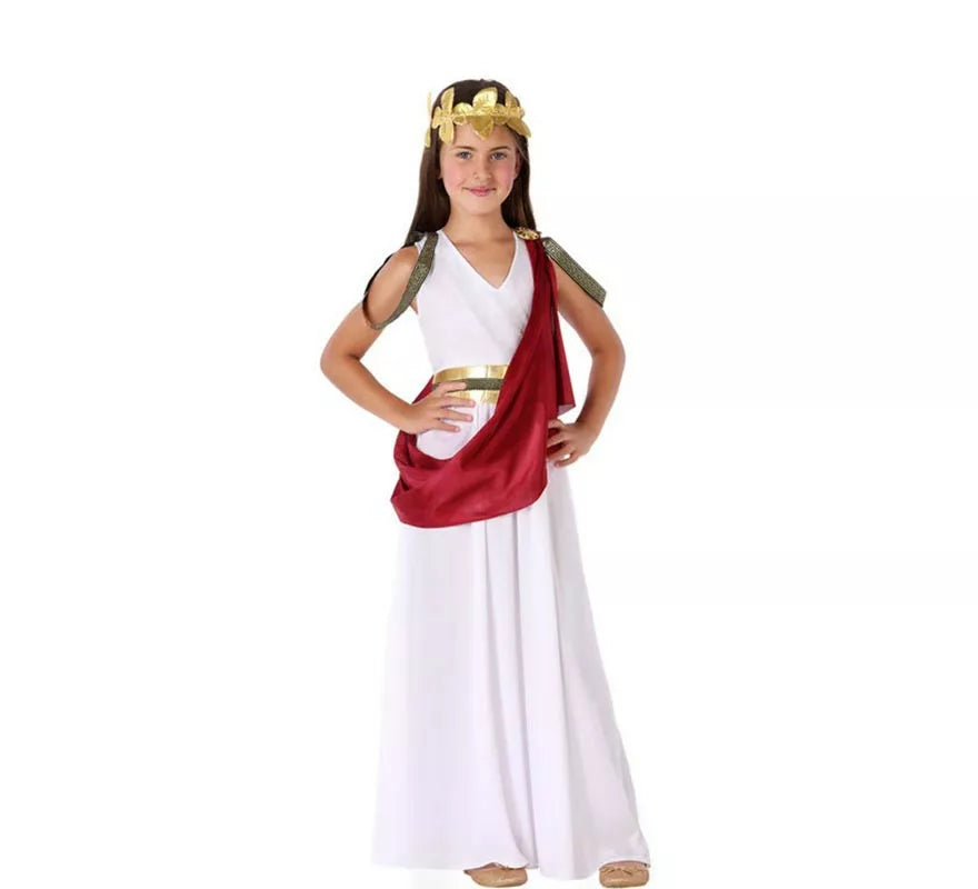 Translation missing: es.Disfraz de Romana Blanca con capa para niña