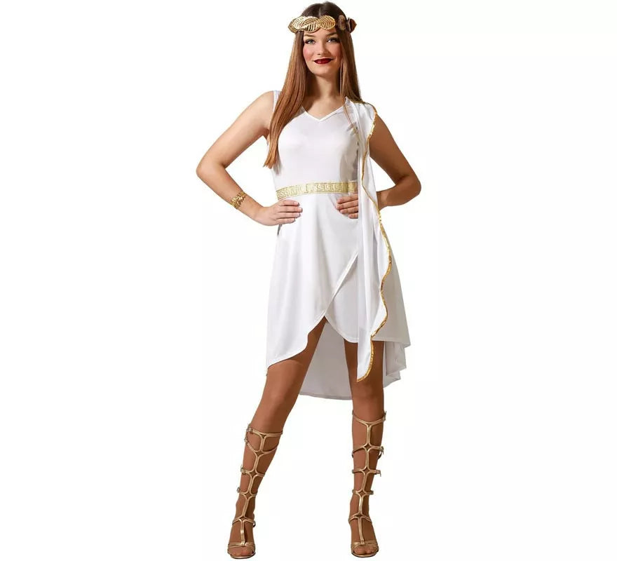 Translation missing: it.Disfraz de Romana blanco con detalles dorados para mujer