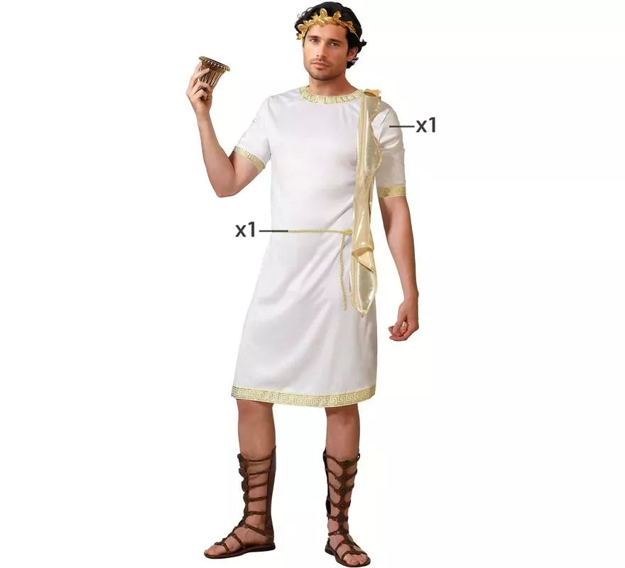 Translation missing: it.Disfraz de Romano blanco con detalles dorados para hombre