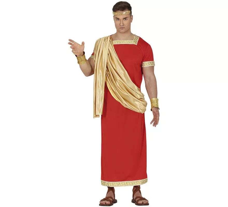 Translation missing: it.Disfraz de Romano rojo y dorado para hombre