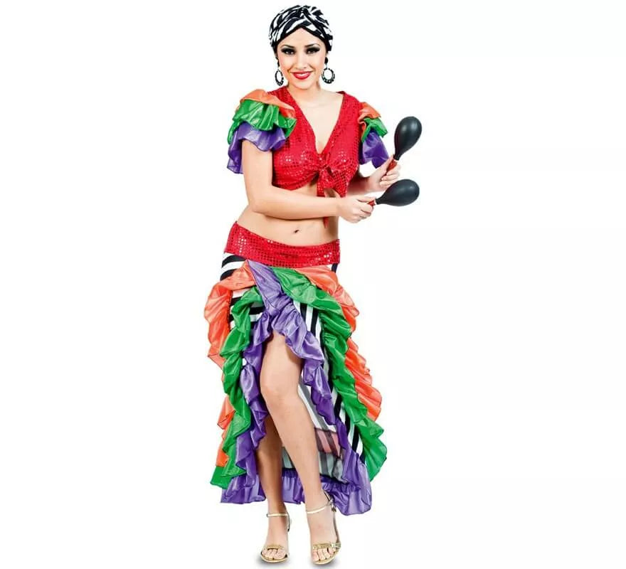 Translation missing: es.Disfraz de Rumbera multicolor para mujer