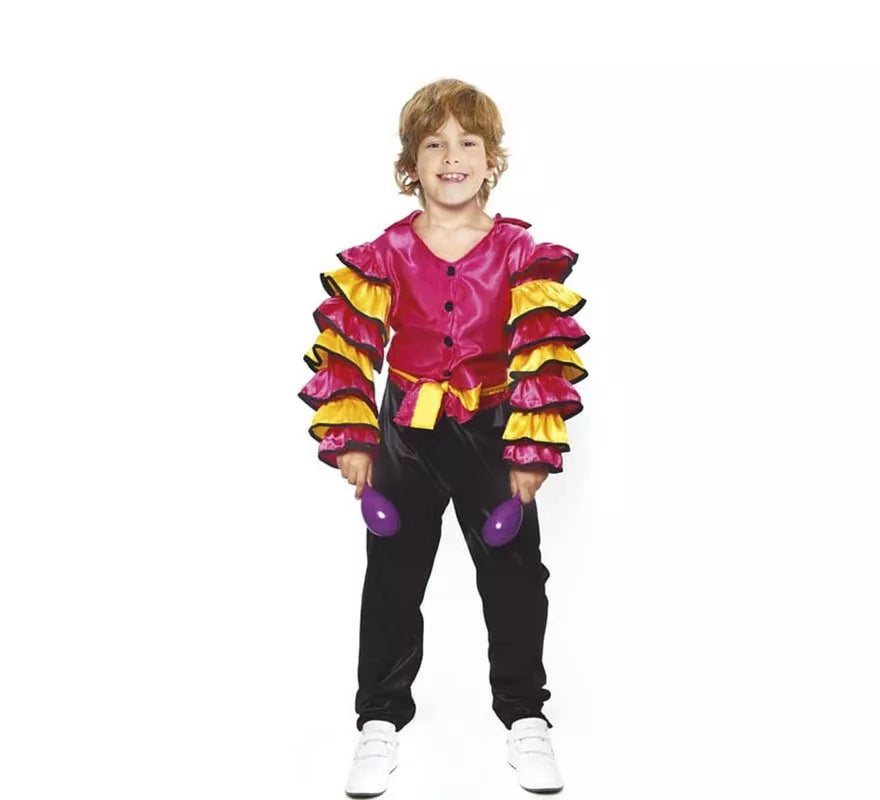 Translation missing: es.Disfraz de Rumbero fucsia con volantes para niño