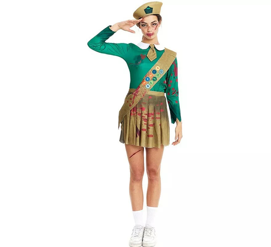 Translation missing: it.Disfraz de Scout Zombie verde y marrón para mujer