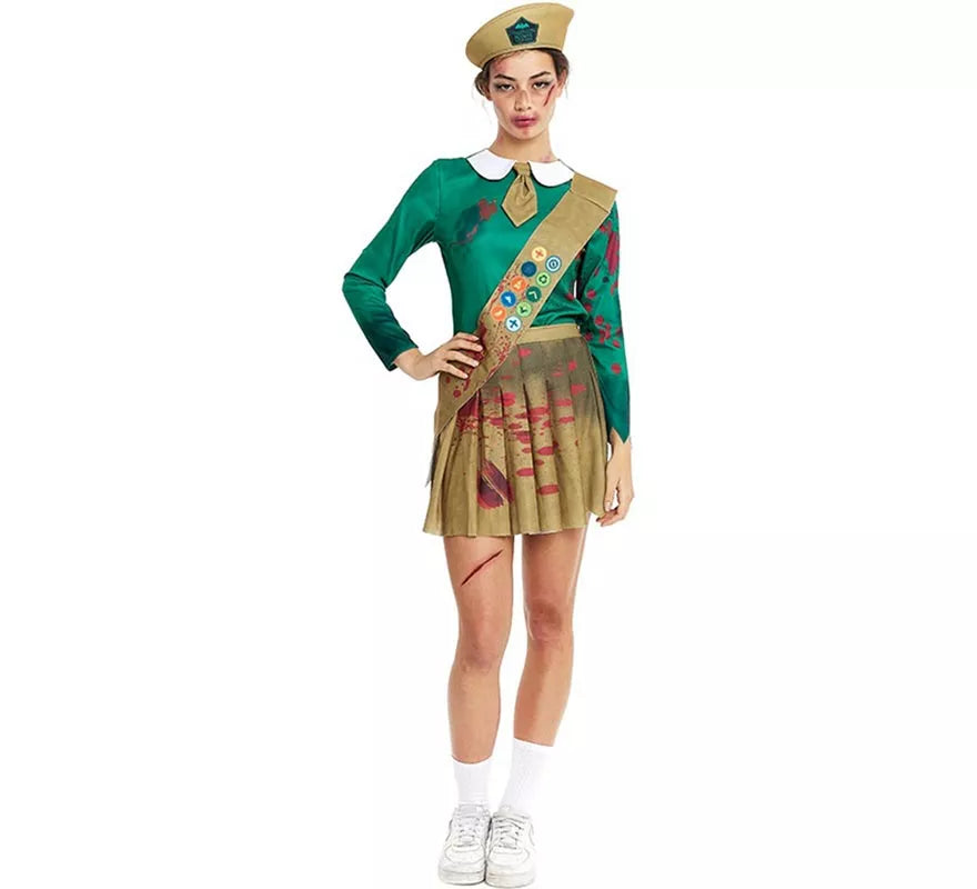 Translation missing: it.Disfraz de Scout Zombie verde y marrón para mujer