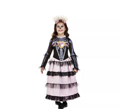 Costume di Miss Day Morti bianco e rosa per le ragazze