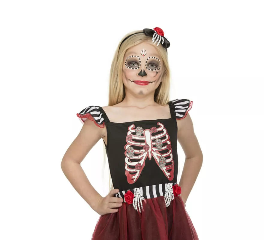 Translation missing: es.Disfraz de Señorita Esqueleto Roja para niña