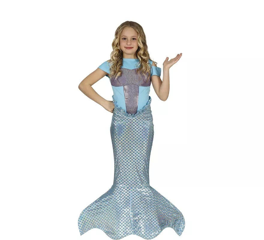 Translation missing: es.Disfraz de Sirena Cola Larga Azul para niña