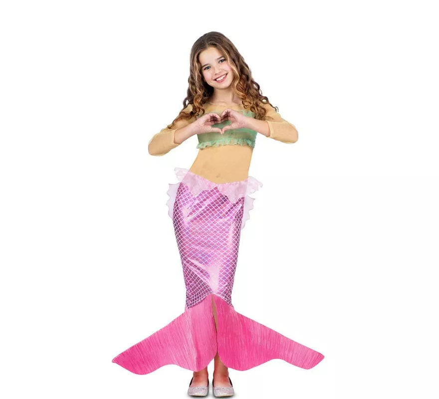 Disfraz de Sirena rosa con cola para niña