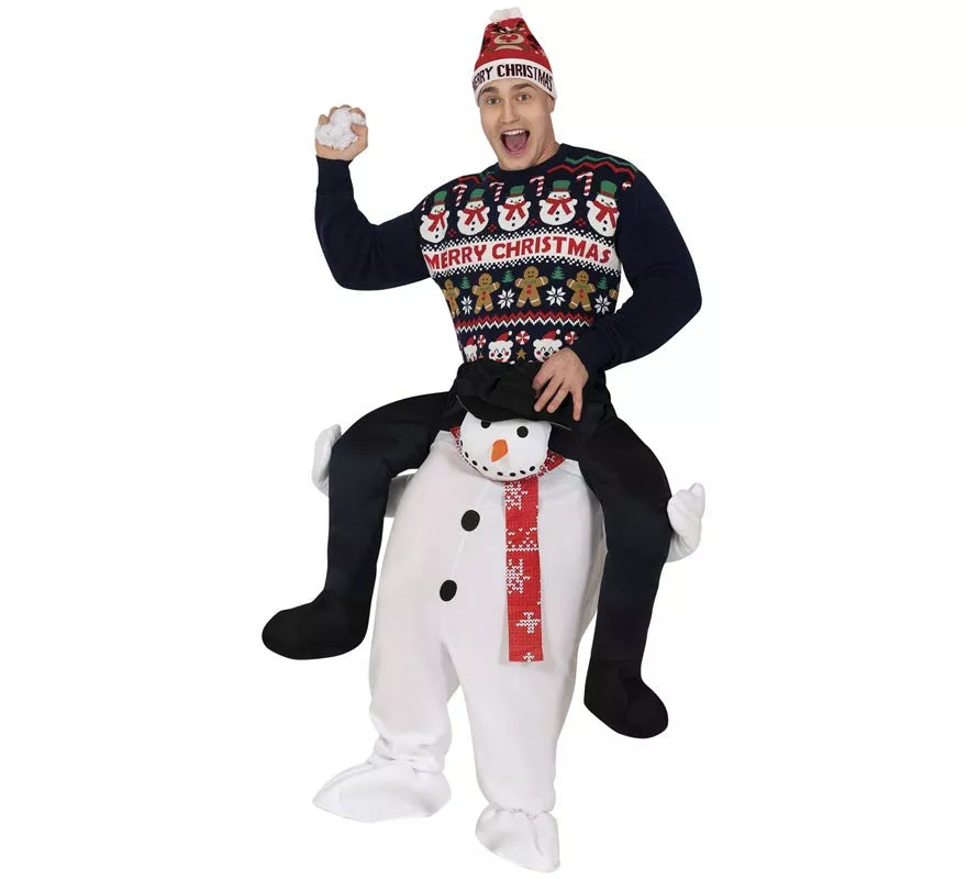 Translation missing: es.Disfraz de Snowman montando Muñeco de nieve para adulto