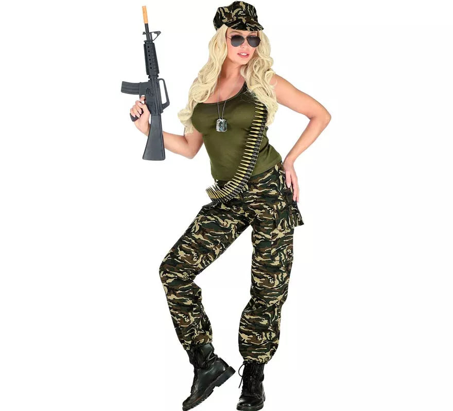 Translation missing: es.Disfraz de Soldado camuflado verde para mujer