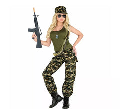 Costume da soldato mimetico verde per donna