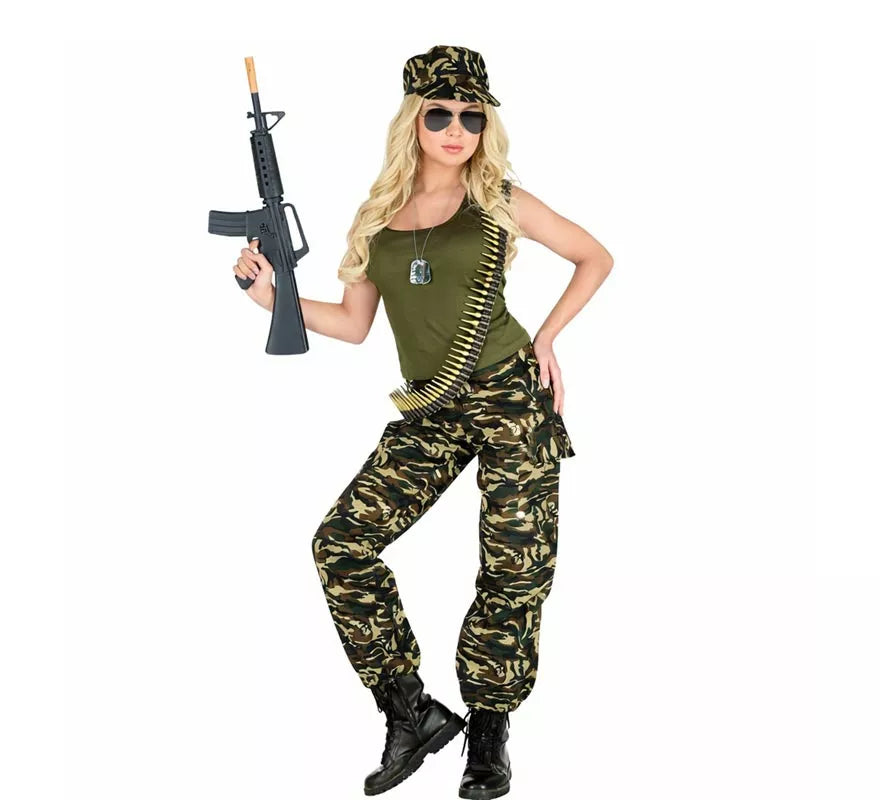 Translation missing: it.Disfraz de Soldado camuflado verde para mujer