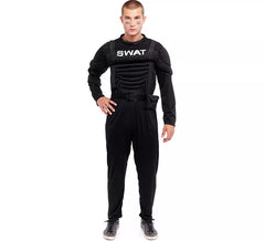 Costume da soldato SWAT muscoloso nero per uomo