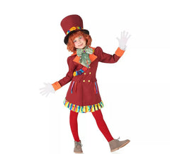 Costume da Cappellaio Matto Borgogna per bambina