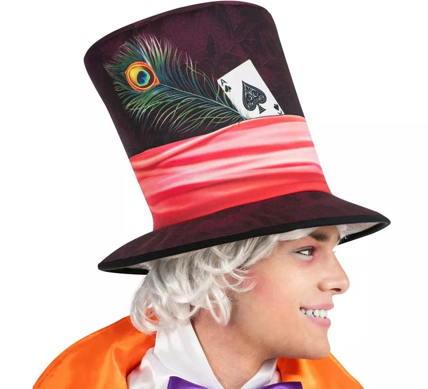 Disfraz de Sombrerero Loco naranja y azul para hombre