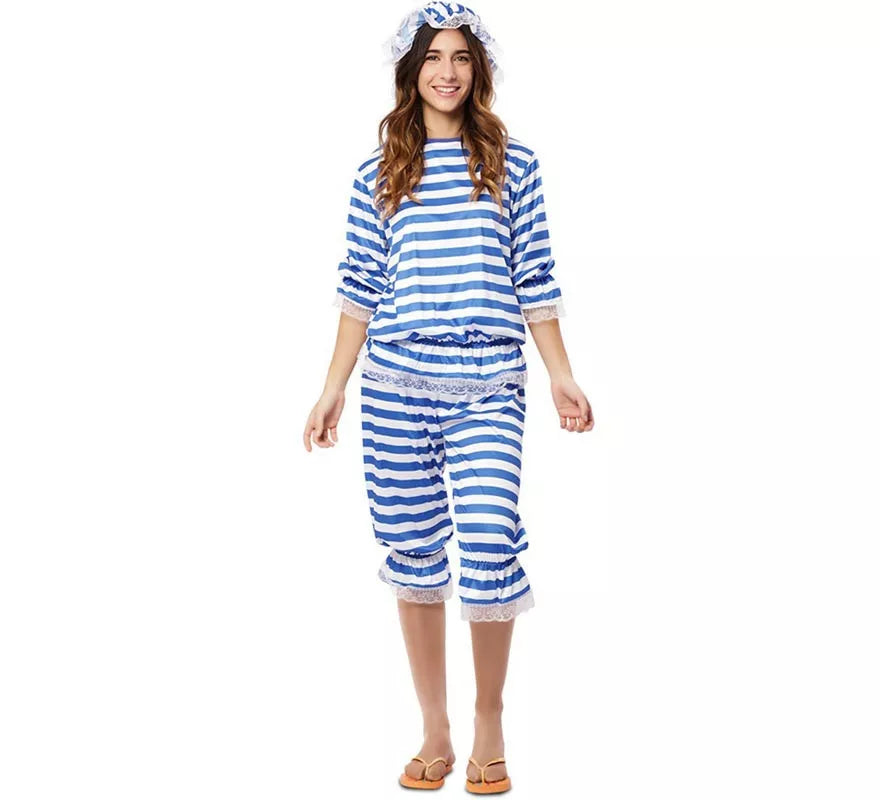 Translation missing: it.Disfraz de Sra. Bañista Retro Años 20 Azul para mujer
