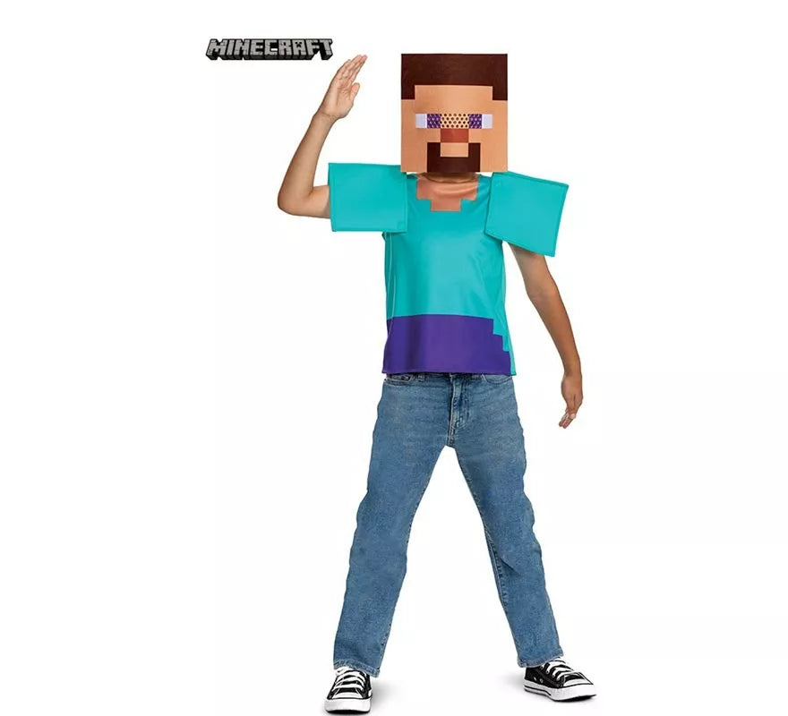 Translation missing: it.Disfraz de Steve Minecraft con máscara para niño