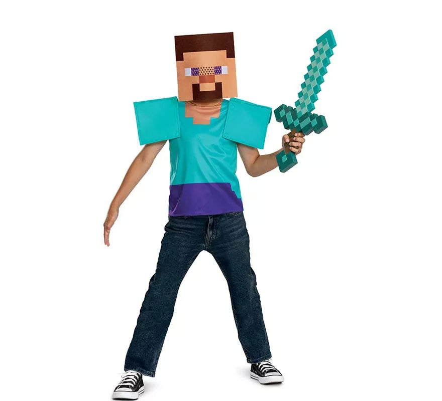 Translation missing: es.Disfraz de Steve Minecraft con máscara para niño