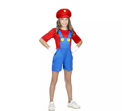 Disfraz de Súper Fontanera roja para niña y adolescente