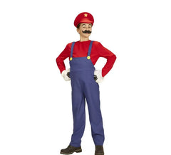 Costume rosso da Super Idraulico per bambini e ragazzi