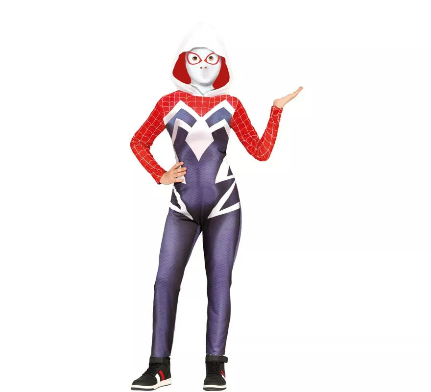 Translation missing: es.Disfraz de Super Heroína Arácnida encapuchada para niña