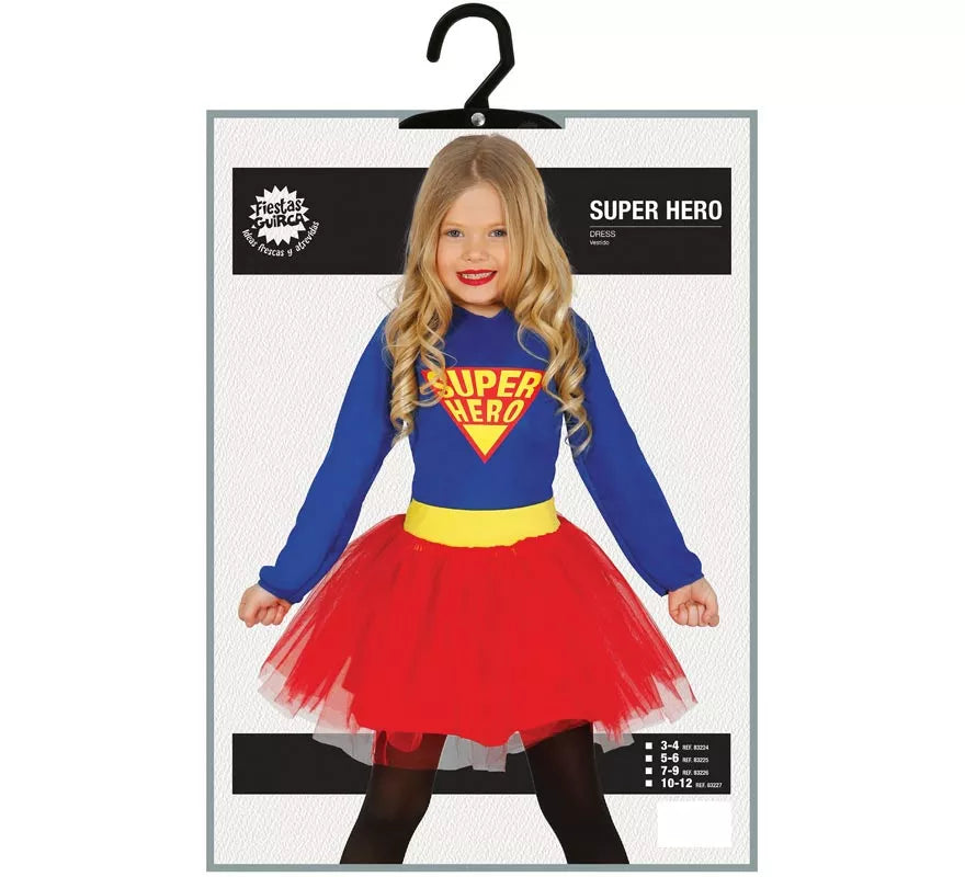Disfraz de Súper Heroína Azul y Rojo con tutú para niña