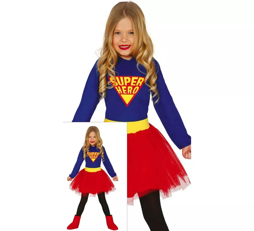Translation missing: it.Disfraz de Súper Heroína Azul y Rojo con tutú para niña