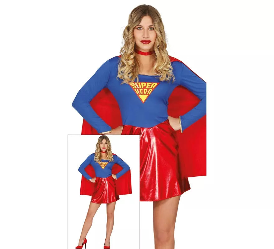 Translation missing: it.Disfraz de Súper Heroína Azul y Rojo para mujer