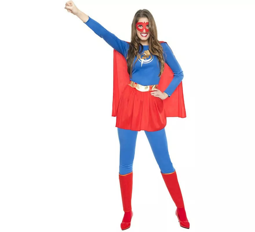 Translation missing: it.Disfraz de Súper Heroína Azul y Rojo para mujer