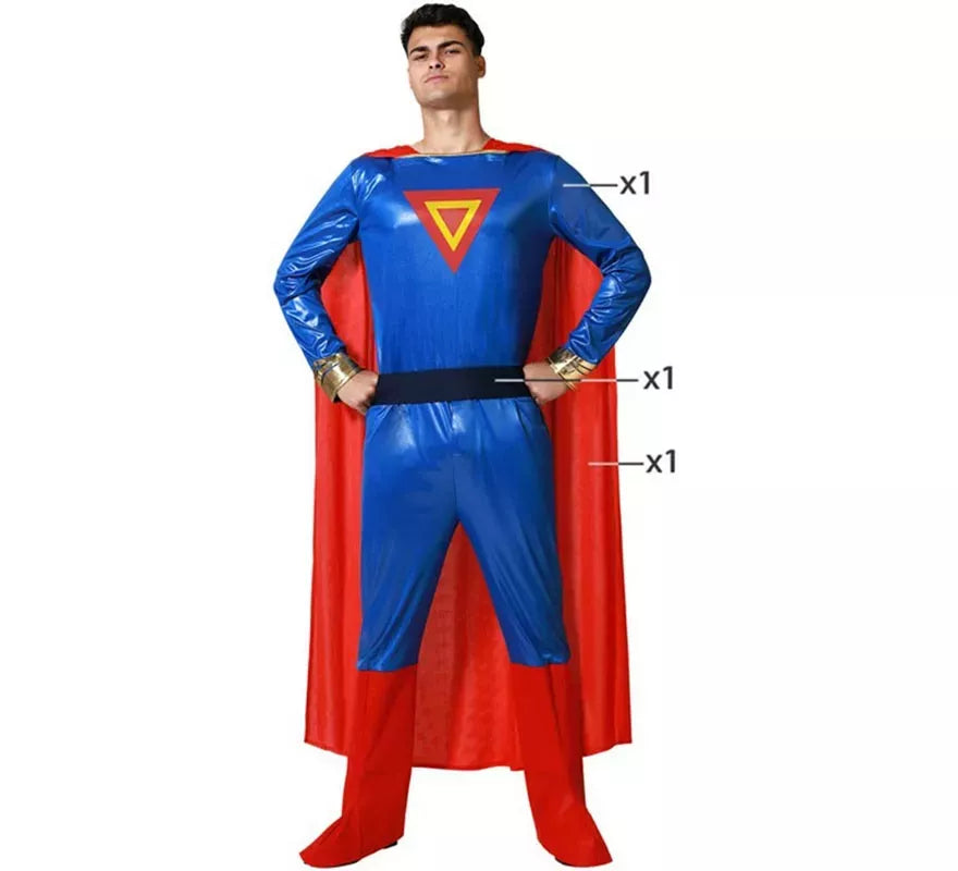 Disfraz de Súperheroe azul y rojo para hombre