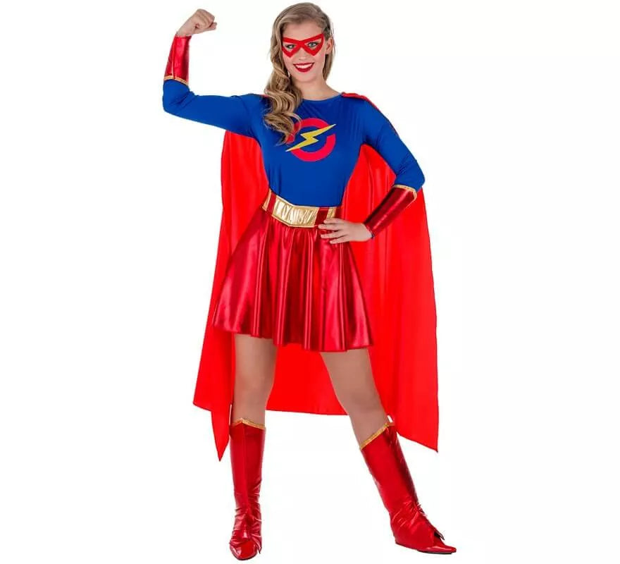 Translation missing: it.Disfraz de Superheroína Roja y Azul para mujer