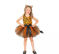 Costume da tigre con tutù e fiocco per bambina