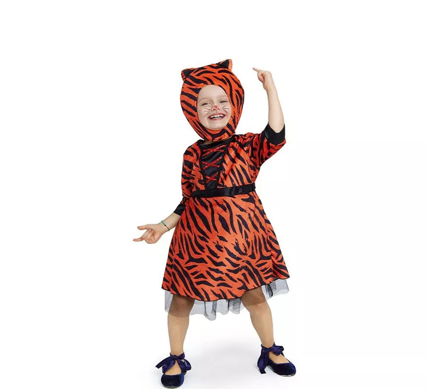 Translation missing: es.Disfraz de Tigresa en vestido naranja para bebé y niña
