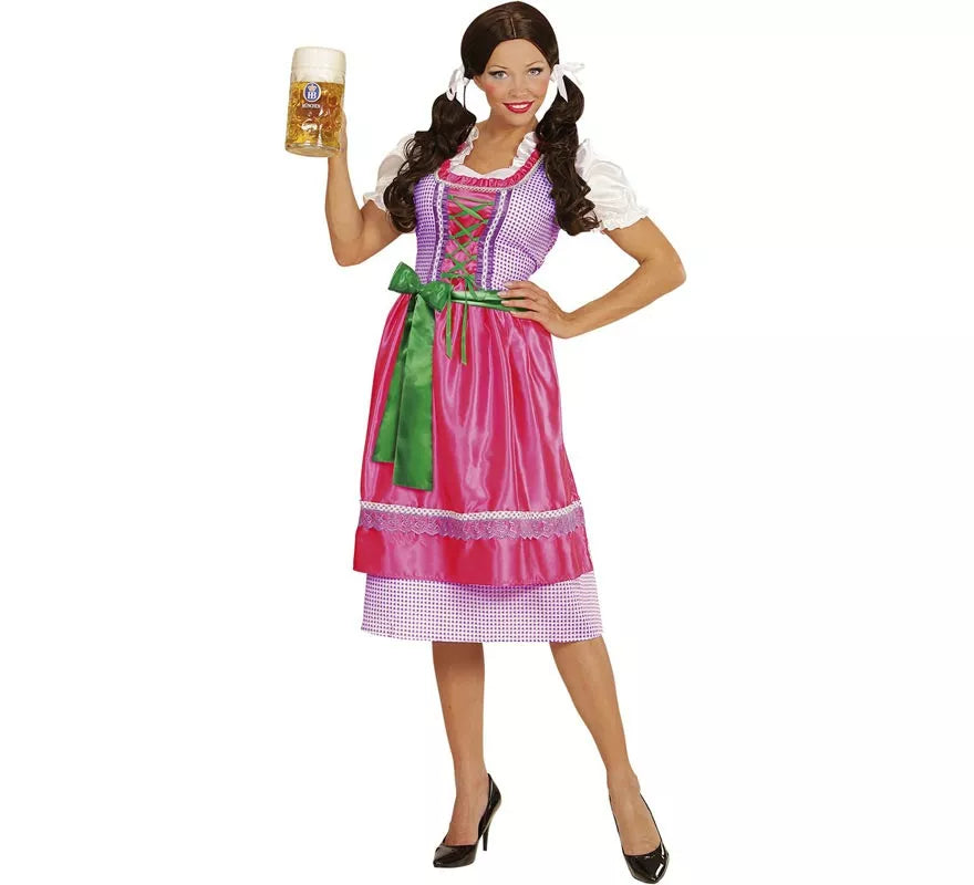 Translation missing: it.Disfraz de Tirolesa Dirndl rosa y verde con delantal para mujer