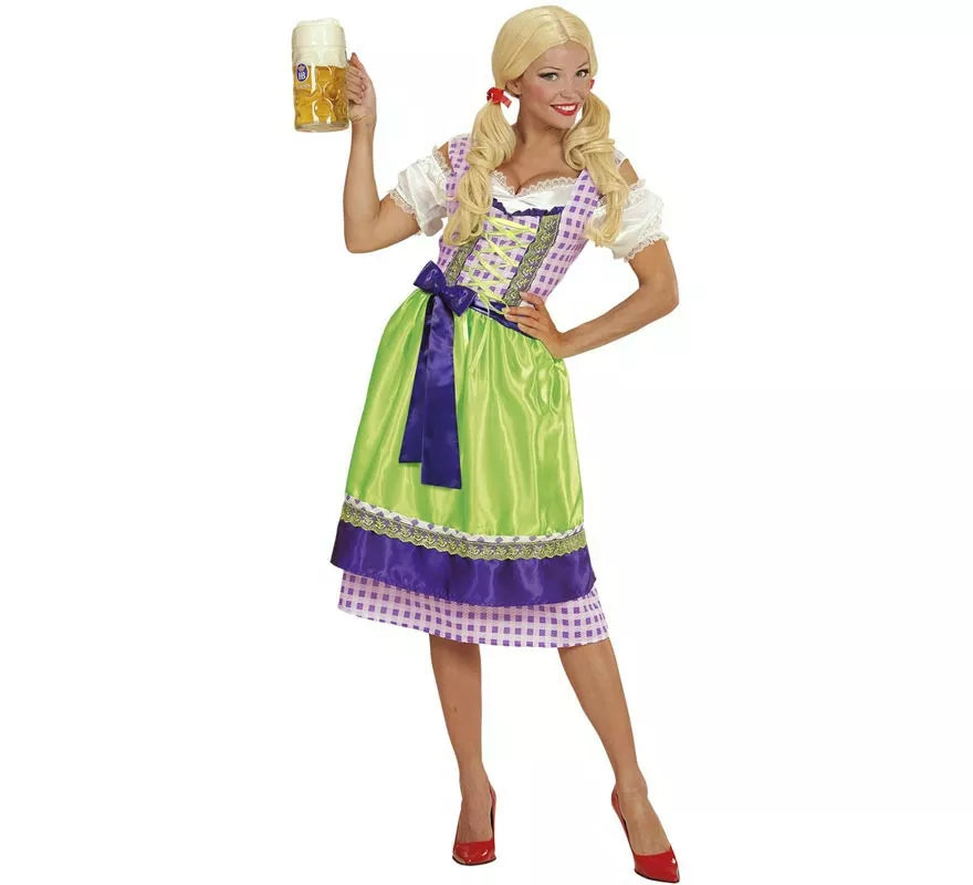 Translation missing: it.Disfraz de Tirolesa Dirndl verde y azul con delantal para mujer